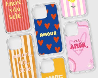 Italienischer Spruch Handyhülle Amor Amalfiküste Gestreifte Handyhülle für iPhone, Samsung, Pixel