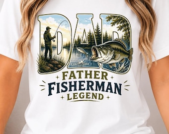 DAD Father Fisherman Legend PNG: Fishing Dad Clipart, Angler Father png, Lake Fishing Graphic Sublimation Design PNG (Digital Download)