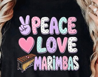 Peace Love Marimbas PNG: Marimba Music Clipart Instrument Lover png Music Teacher Classroom Decor (Digital Download)