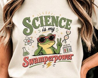 Frog Scientist PNG: science is my swamperpower funny nerd frog art Funny Science Quote PNG Nerdy Humor STEM Lover Design (Digital Download)