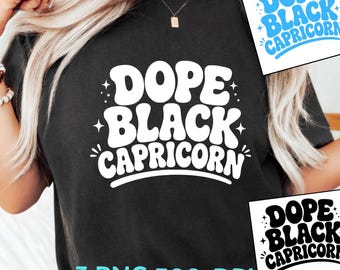 Dope Black Capricorn PNG, Retro Zodiac Clipart, Aesthetic Groovy Graphic, Melanin Queen Art, Capricorn Season Design (Digital Download)