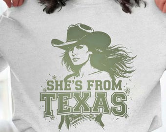 She's From Texas PNG, Retro Cowgirl Boots, Wildflowers, Western Pride (Digital Download)