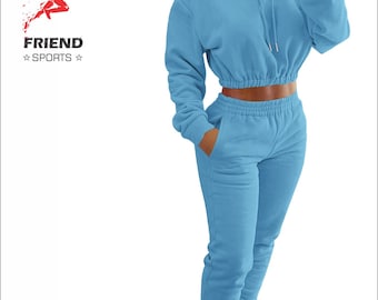 Women’s Tracksuit Set – Crop Hoodie & High Waist Joggers, Soft Comfortable Gym Wear, Stylish Activewear Outfit