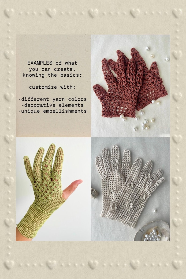 Anleitung für gehäkelte Handschuhe | Anatomische Passform Filet Design (PDF Download) | Munsanara Bild 10