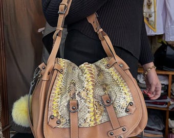 パイソン柄レディースハンドバッグ｜ハンドメイドハンドバッグ、イブニングバッグ