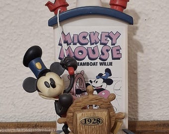 Figura vintage de Mickey Mouse Steamboat Willie de 1998, de Enesco Disney. Coleccionable.