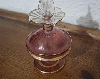 Frasco de perfume de vidro vintage dos anos 90 – Decoração elegante para penteadeira