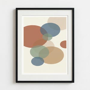 Abstract Wall Art overlapping circles, terracotta sage dusty blue beige, minimalist geometric print, printable digital download | AB06
