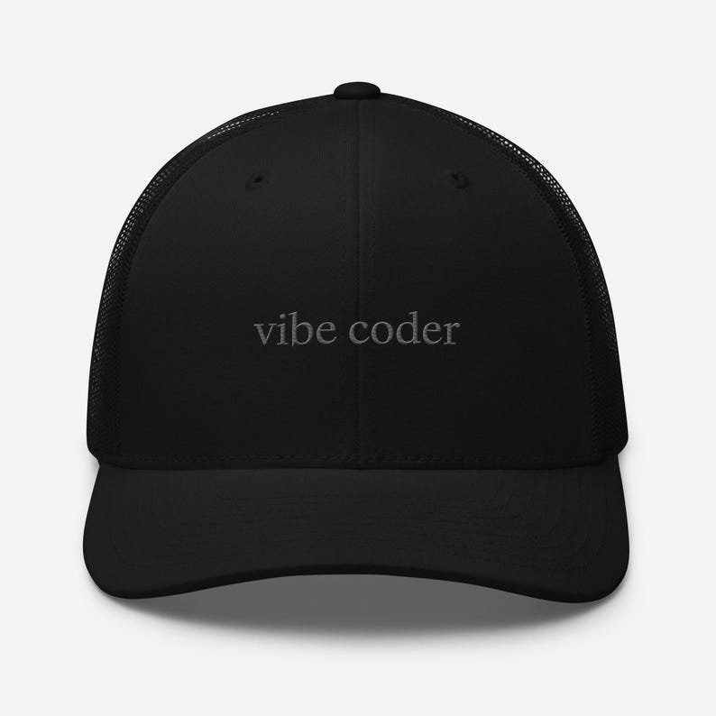 Programmer Hat, Coder Gift, Vibe Coder Trucker Hat, Software Engineer Hat, Embroidered Tech Hat, Developer Cap, Minimal Mesh Hat