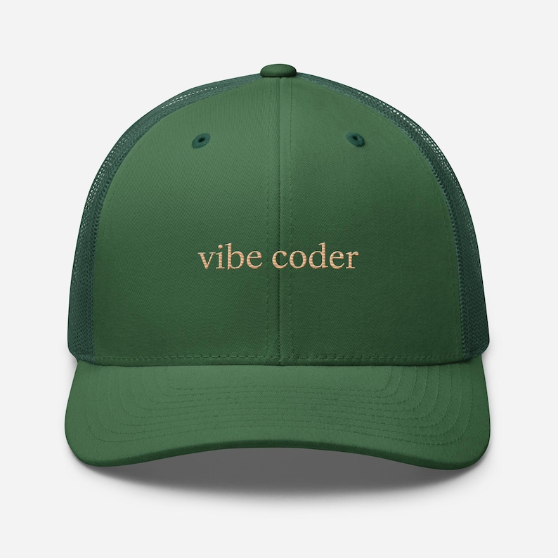 Programmer Hat, Coder Gift, Vibe Coder Trucker Hat, Software Engineer Hat, Embroidered Tech Hat, Developer Cap, Minimal Mesh Hat