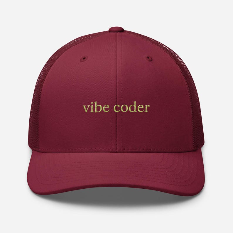 Programmer Hat, Coder Gift, Vibe Coder Trucker Hat, Software Engineer Hat, Embroidered Tech Hat, Developer Cap, Minimal Mesh Hat