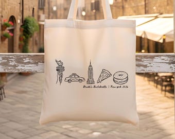 Custom New York City Bachelorette Tote: NYC Doodle Wedding Welcome Bag