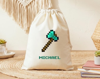 Mine Themed Birthday Party Favor Bags: Drawstring Goodie Bags for Kids