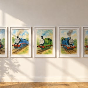 5er Set A3 Thomas The Tank Lokomotive & Freunde Wand Kunst | Kinderzimmer Poster | Spielzimmer Wand Dekor | Matte Kunstdrucke