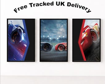 3er-Set 40cmx50cm Autos Lightning Mcqueen & Mater inspirierte Wandkunst | Kinderzimmer Poster Spielzimmer Wanddeko | Kunstdrucke