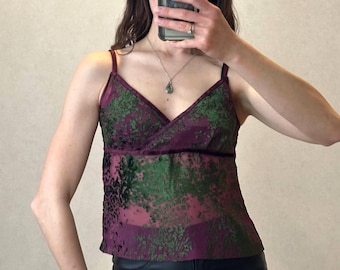 Vintage Japanische Designer Top: Hysterics Hysteric Glamour Archival Devore Samt Cami, Made in Japan Ausbrenner Floral Camisole, Y2K Vintage S