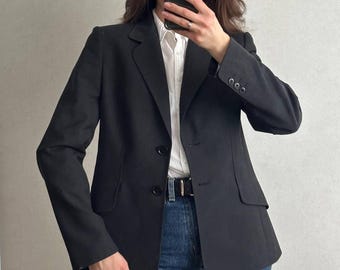 Vintage Austin Reed Wollblazer | Dark Academia Blazer | Anthrazit maßgeschneiderte Jacke | 90er Jahre Royal Warrant British Empire | Größe 42