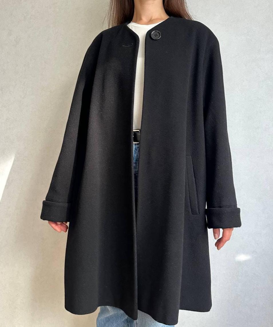 Collarless Wool Coat - Etsy