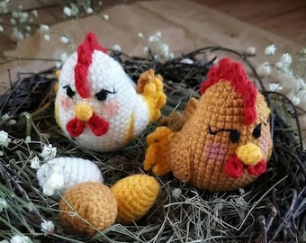 No Sew Little Hen Crochet Pattern PDF | Amigurumi Chicken & Eggs | Easy Farm Animal Plush