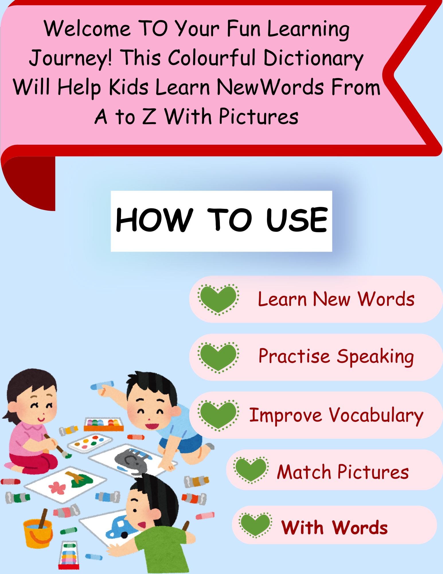 Matching Dictionary A-Z Picture Dictionary for Kids, Tracing, Matching, Coloring Workbook ...