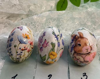 Hand-Decorated Easter Egg. Choose Your Design: Wildflower Meadow, Butterfly Garden, Sweet Bunny