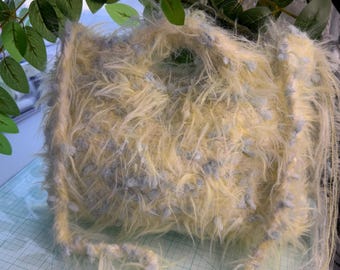 Hand-Crocheted Fuzzy Shoulder Bag