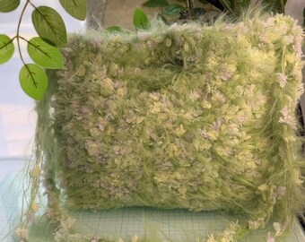 Fuzzy Lime Green Crochet Handbag, Soft Textured Tote