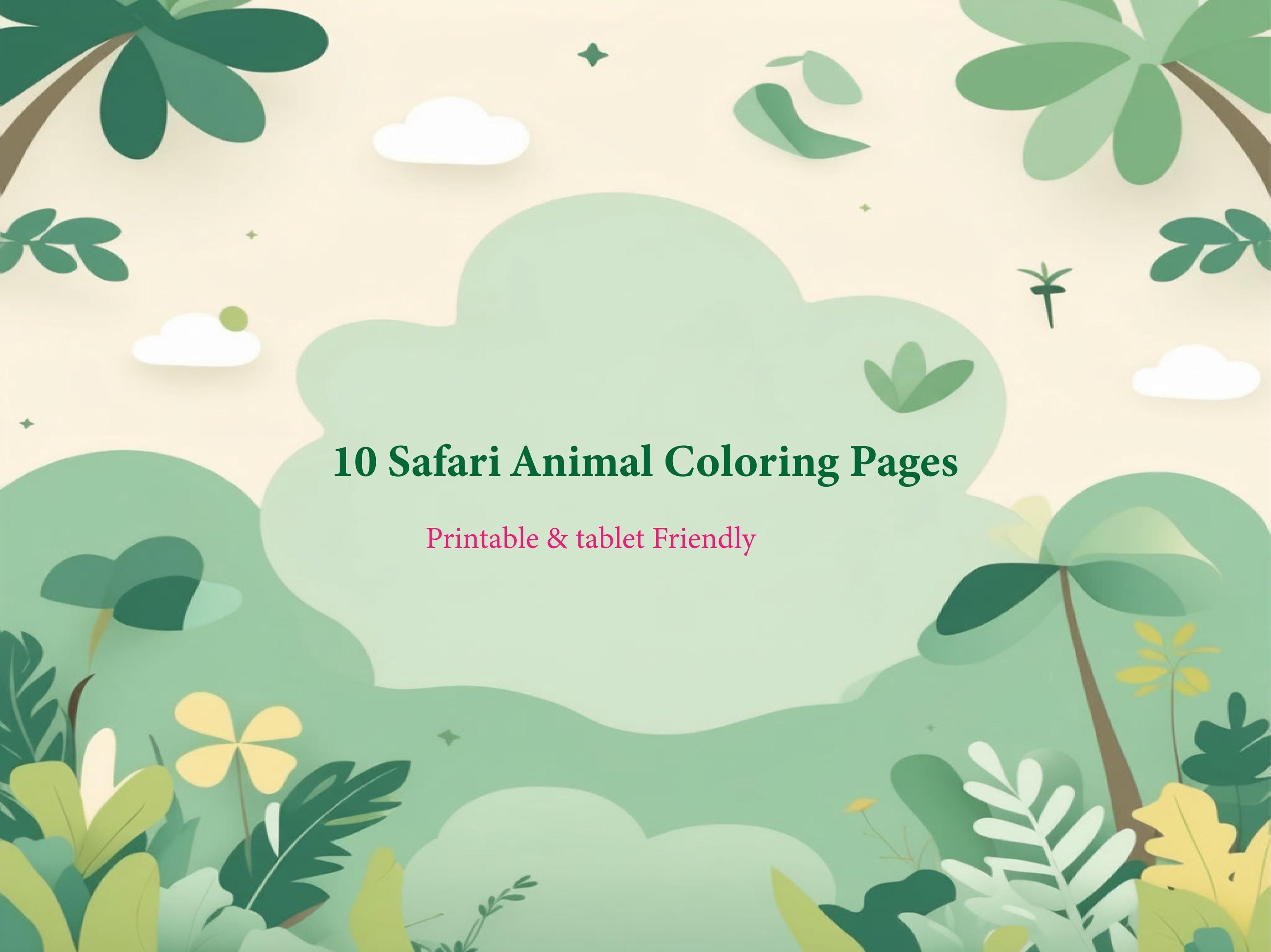 Safari Animal Coloring Pages - Kids Printable Activity (PDF & PNG) - Etsy