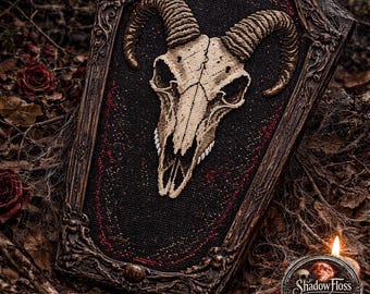 Gothic Ram Skull Cross Stitch Pattern | Horned Occult Embroidery PDF