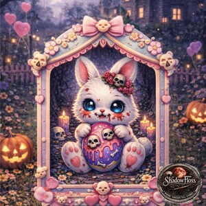 Gothic Bunny Skull Egg Cross Stitch Pattern | Creepy Kawaii Easter Needlework (PDF)