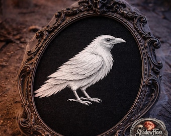 Gothic Raven Cross Stitch Pattern | Blackwork Bird Embroidery Design (PDF Download)