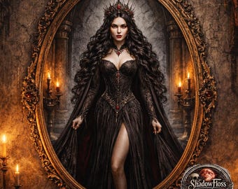 Gothic Vampire Queen Cross Stitch Pattern | Dark Fantasy Embroidery Design (PDF Download)