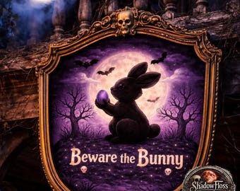 Gothic Bunny Cross Stitch Pattern | Spooky Easter Moonlit Rabbit (PDF Pattern)