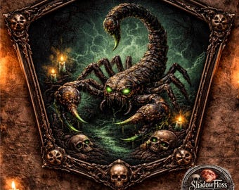 Dark Fantasy Scorpion Cross Stitch Pattern | Gothic Horror Creature Embroidery (PDF Download)