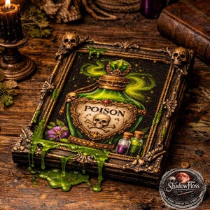 Vintage Poison Bottle Cross Stitch Pattern – Gothic Alchemy Skull Design – Green Potion Fantasy Art – DMC Color Chart – Digital Download