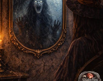 Haunted Mirror Ghost Cross Stitch Pattern – Gothic Victorian Horror Art (PDF Download)