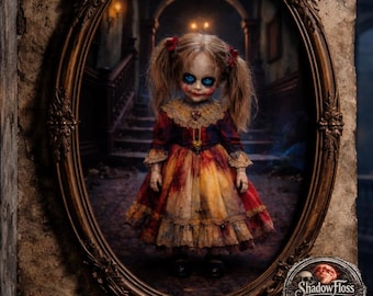 Creepy Doll Cross Stitch Pattern | Haunted Gothic Horror Doll PDF (Digital Download)