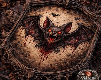 Gothic Vampire Bat Cross Stitch Pattern – Dark Fantasy Embroidery Design (PDF Download)