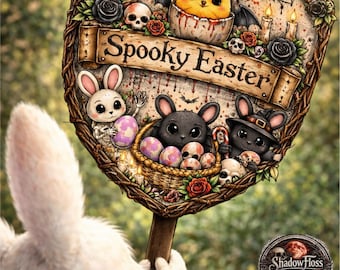 Gothic Bunny Cross Stitch Pattern | Spooky Easter Horror Design (PDF Download)