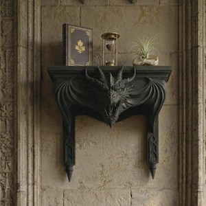 Estantería de pared Guardián del Dragón - Fantasía gótica - Decoración gótica - Regalo gótico original