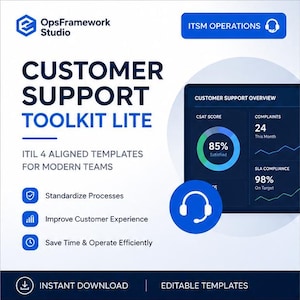 Kundensupport-Toolkit Lite | ITIL 4-Kundenservicevorlagen | Beschwerdemanagement | SLA-Vorlage