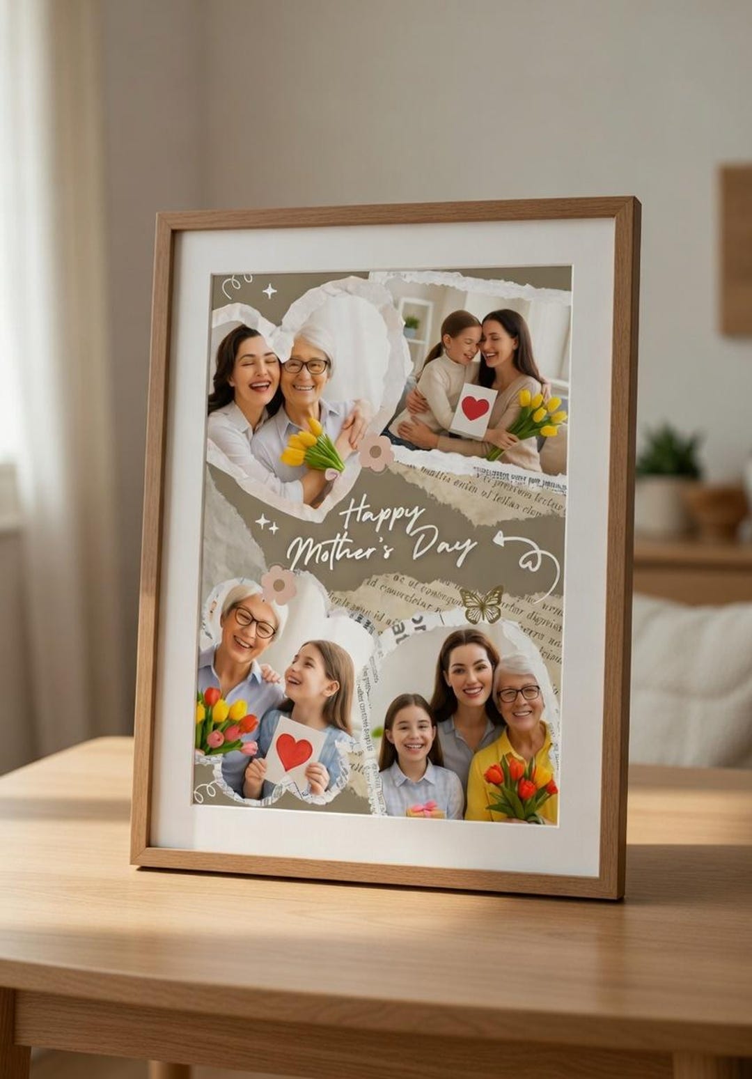 Mothers Day Photo Collage Template, Editable Mom Printable Wall Art ...