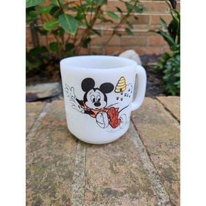 Vintage Mickey Mouse Club Disney Libby Milk Glass Coffee Mug Mickey and Beehive image 2