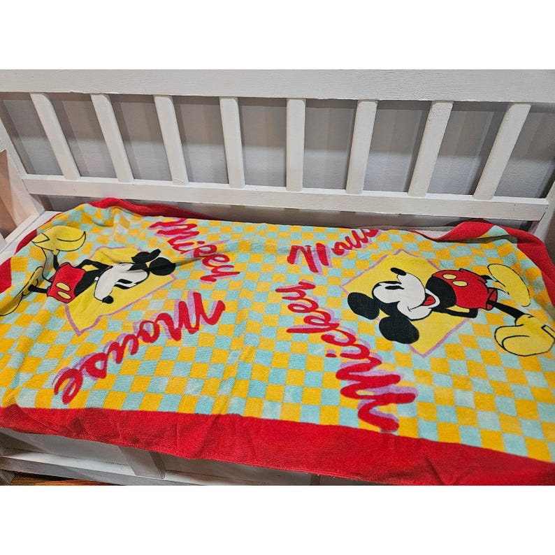 Vtg 90's Franco Disney Mickey Mouse Bathroom Towel Set, Taiwan image 5