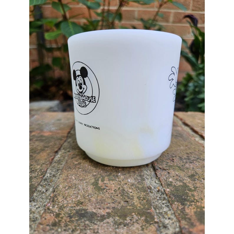 Vintage Mickey Mouse Club Disney Libby Milk Glass Coffee Mug Mickey and Beehive image 3