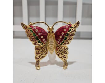 Vintage Refillable Vanity Enameled Butterfly Perfume Holder