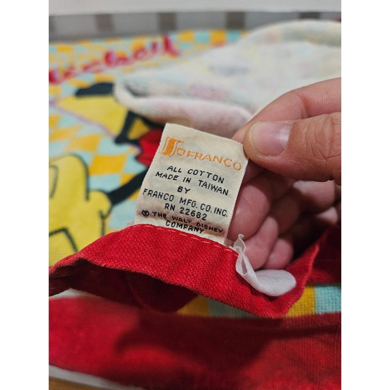 Vtg 90's Franco Disney Mickey Mouse Bathroom Towel Set, Taiwan image 4