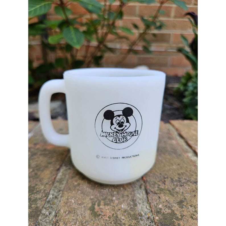 Vintage Mickey Mouse Club Disney Libby Milk Glass Coffee Mug Mickey and Beehive image 4