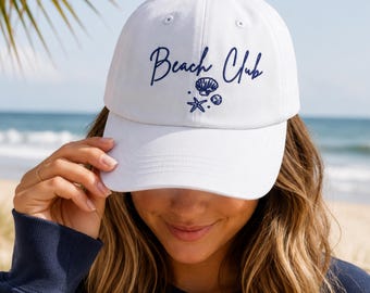 Bestickte Beach Club Cap / Gorra de béisbol Damen Herren / Baumwoll Basecap / Sommer Hut / Strand Outfit / Urlaub Geschenk/ Strand Accessoire
