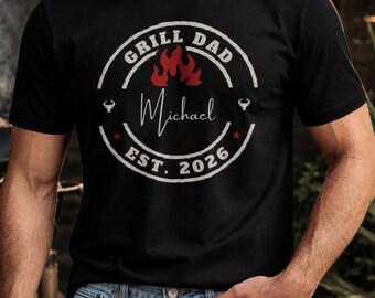Grill Dad Shirt personalisiert mit Name & Jahr / Geschenk für Papa / BBQ Camiseta / Vatertag Geschenk / Grillmeister Shirt Herren